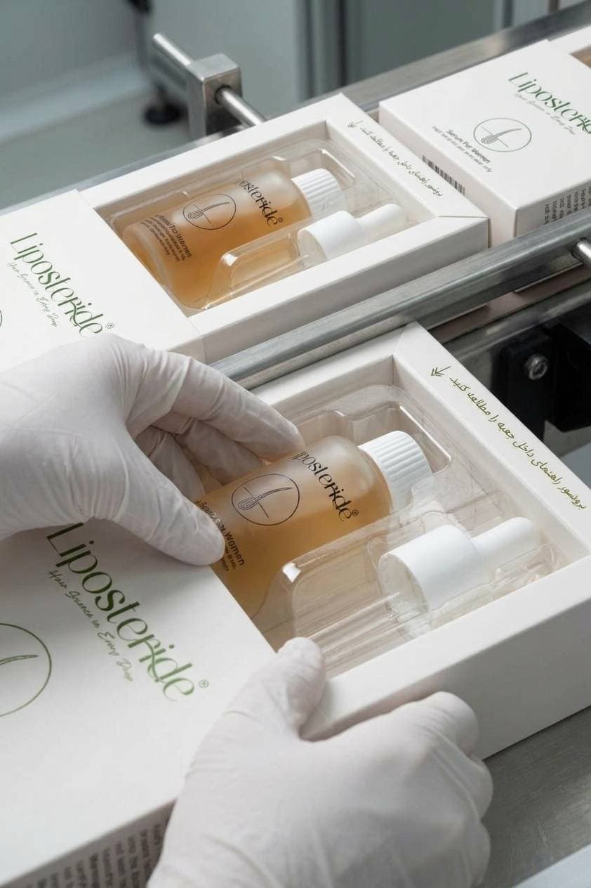Liposteride product shown beside its official packaging