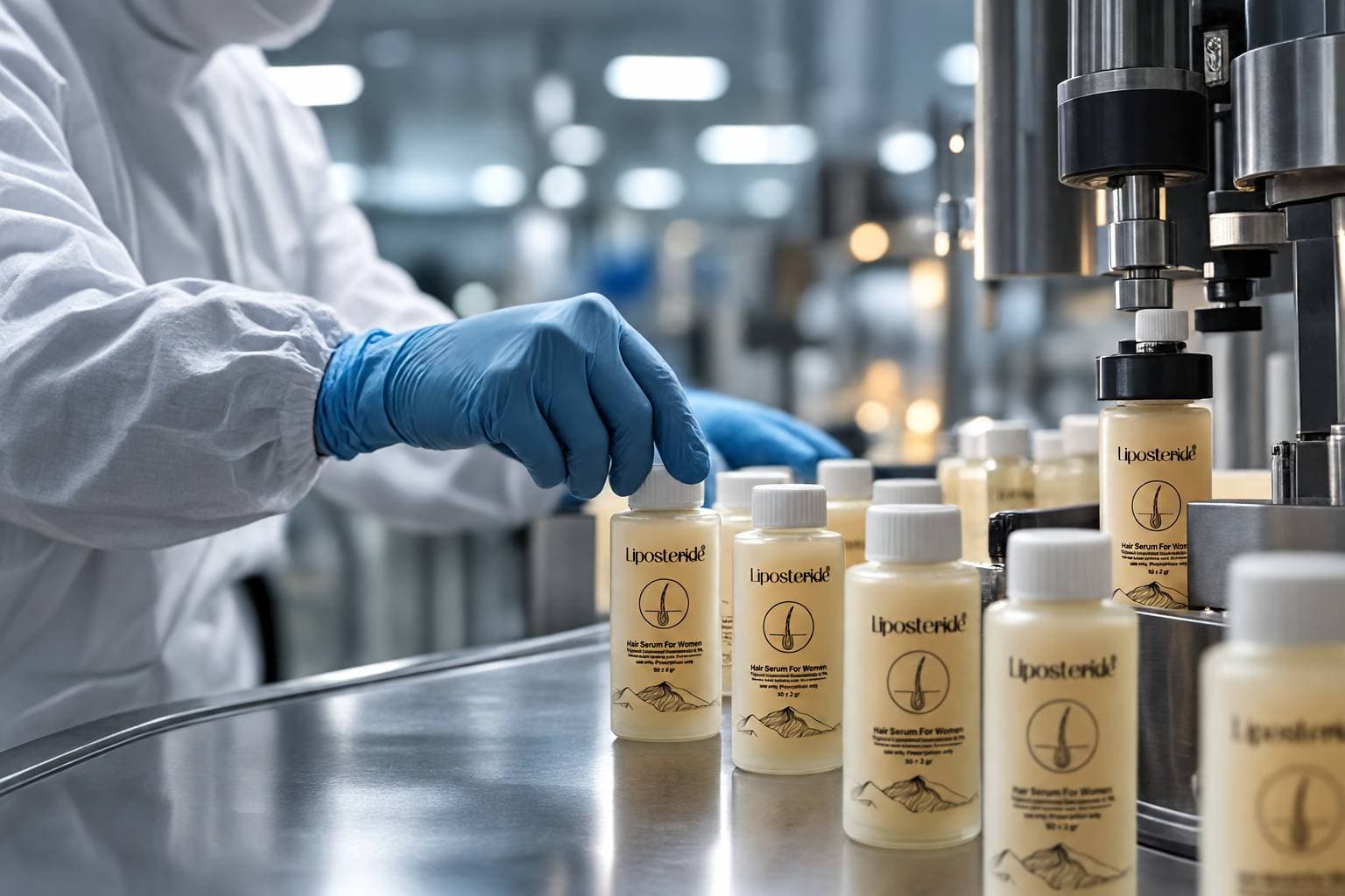 Close-up laboratory process with solution mixing in a beaker